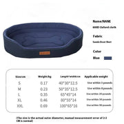 Blue Four Seasons pet bed made of durable 600D Oxford cloth with suede fabric for dogs and cats.